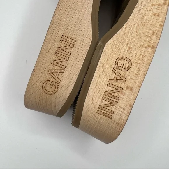 GANNI x Dr. Scholl's Red Floral Buckle Wooden Clog Slides Sandals Retro NEW - Picture 11 of 13